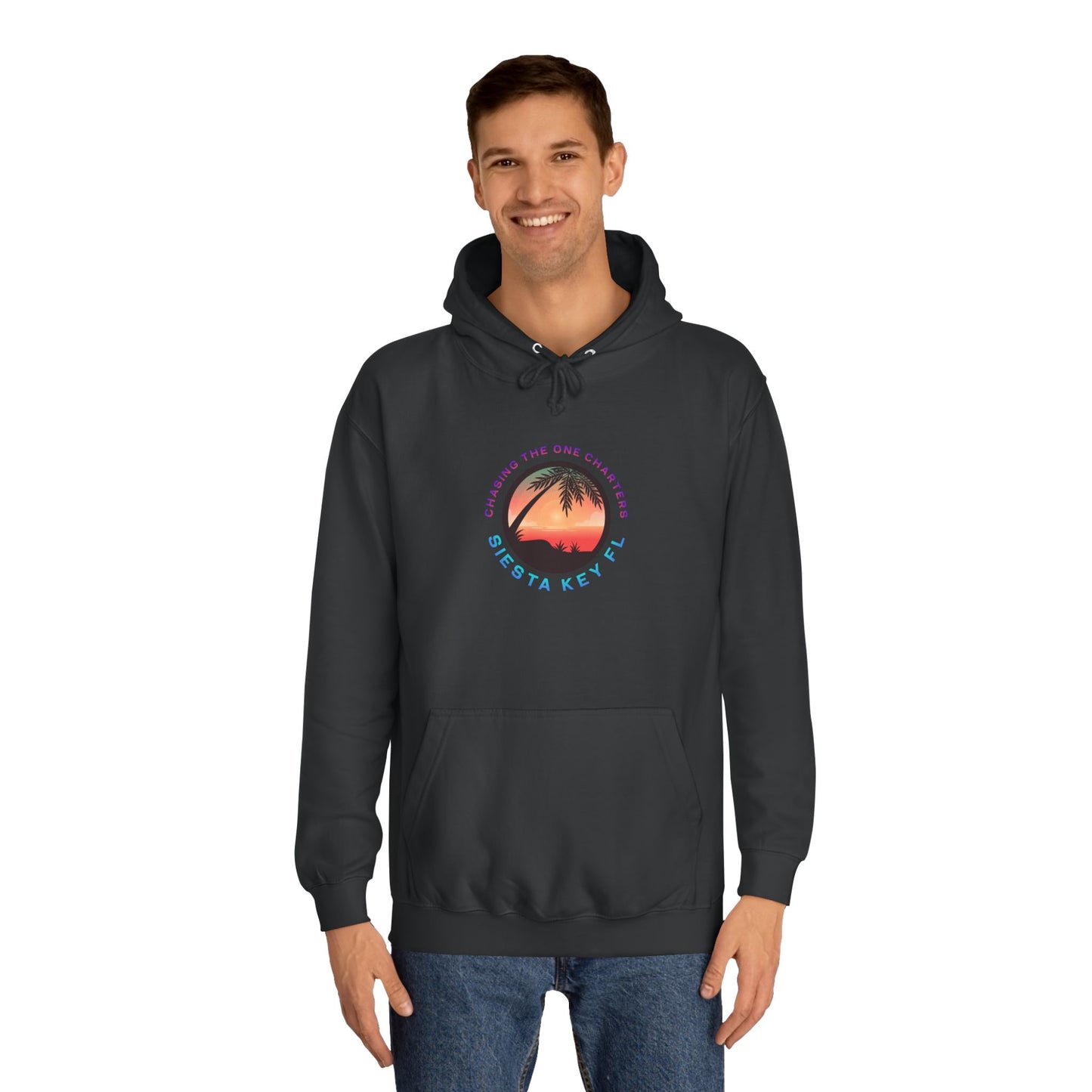 Sunset Palm Unisex College Hoodie, Cozy Casual Wear, Beach Lovers Gift, Summer Vibes, College Apparel, Cozy Hoodie