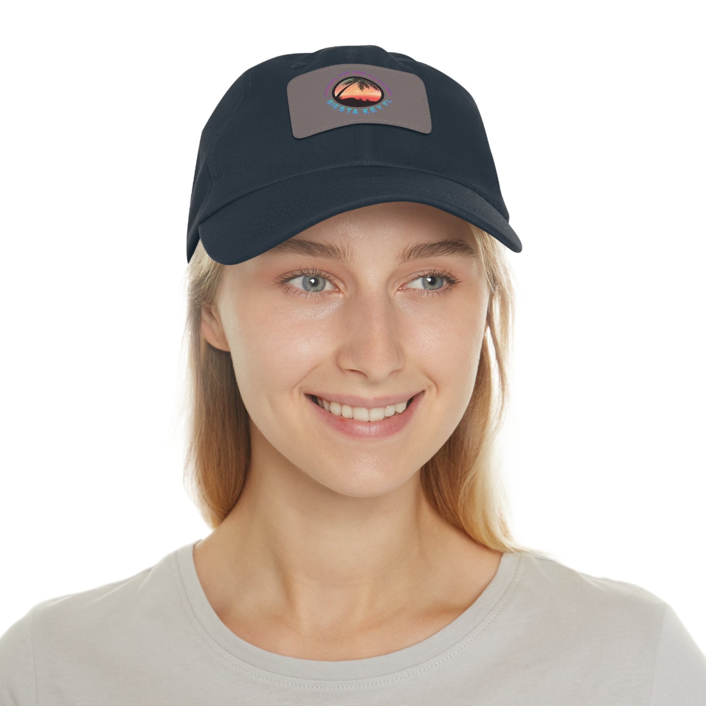 Beach Vibes Hat, Casual Summer Cap, Leather Patch Hat, Outdoor Fashion, Stylish Gift for Dad