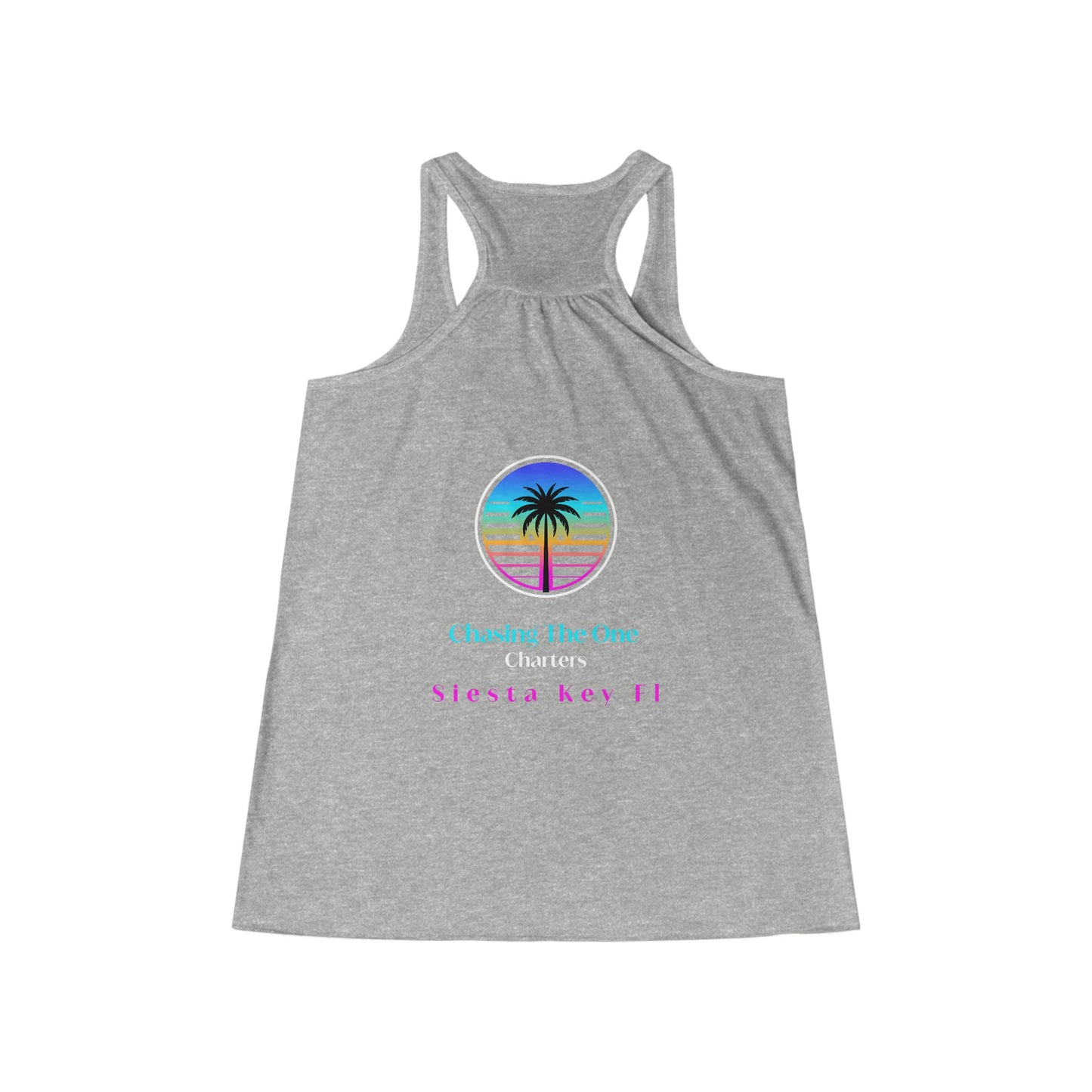 Chasing the Sun Flowy Tank, Women's Flowy Racerback Tank Top Summer Vibes Beachwear Vacation Shirt Gift for Her Trendy Sleeveless Top