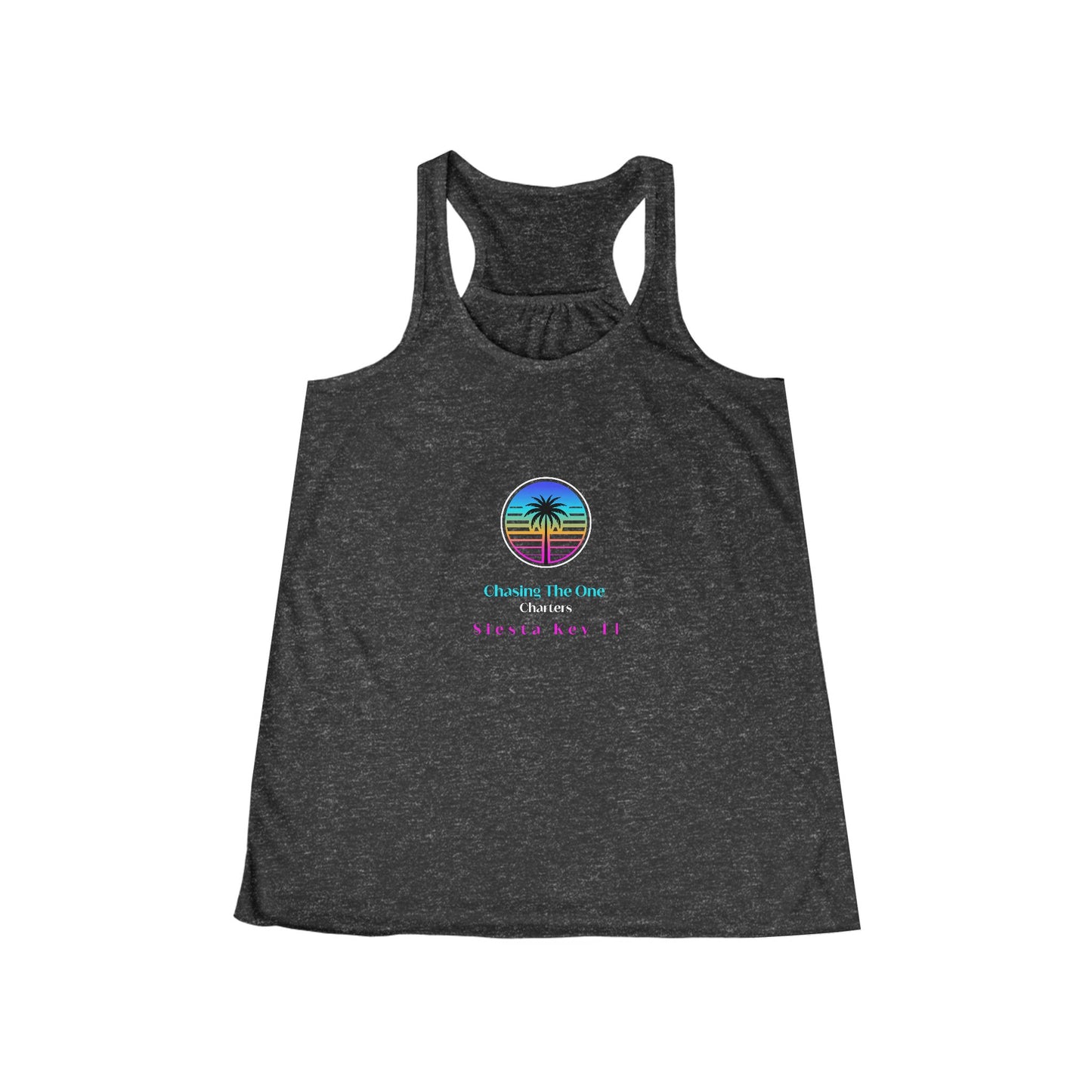 Chasing the Sun Flowy Tank, Women's Flowy Racerback Tank Top Summer Vibes Beachwear Vacation Shirt Gift for Her Trendy Sleeveless Top