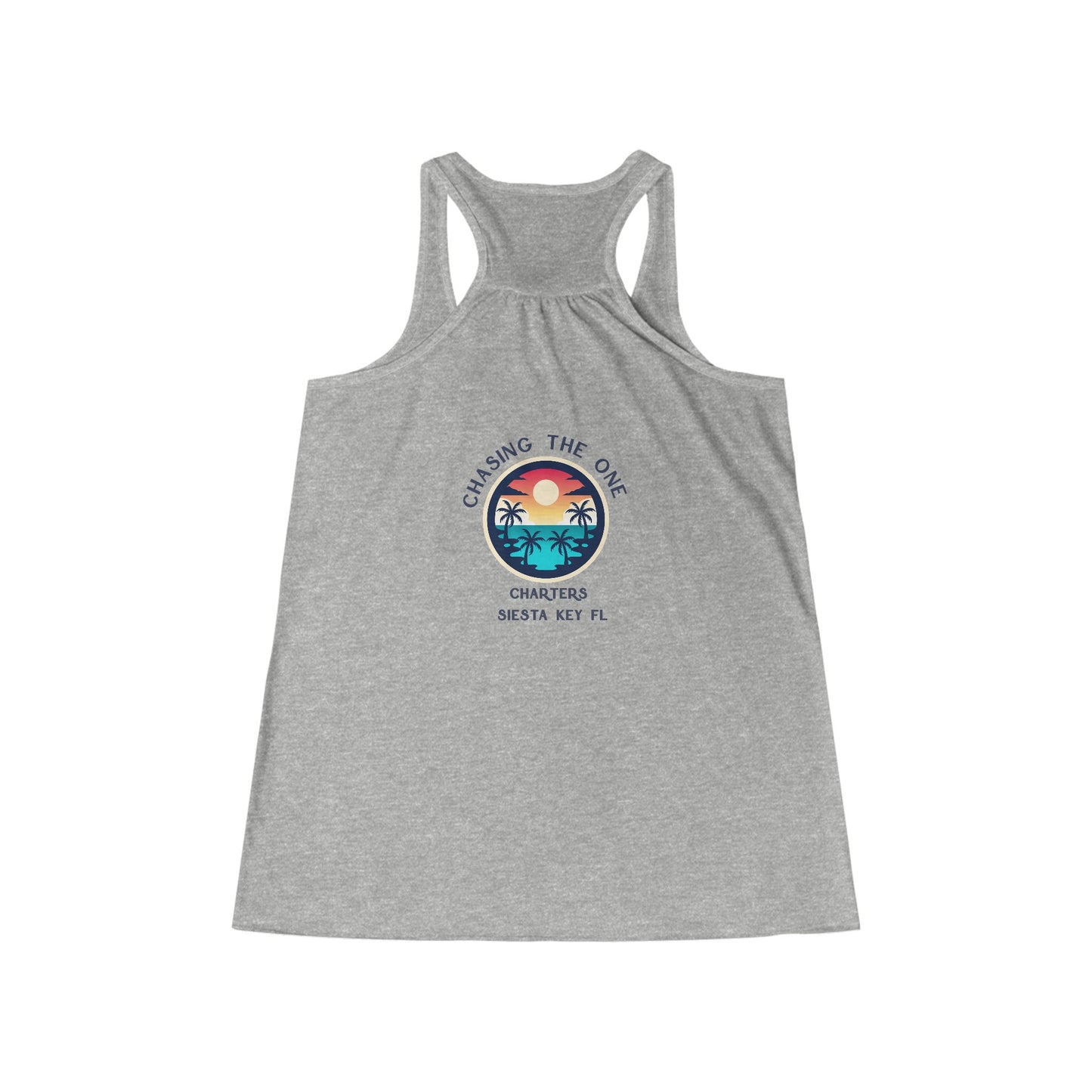 Chasing the Sun Flowy Tank, Beachwear, Summer Top, Women's Vacation Shirt, Tropical Racerback, Gift for Her