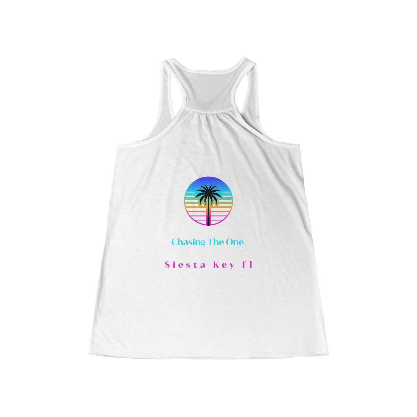 Chasing the Sun Flowy Tank, Women's Flowy Racerback Tank Top Summer Vibes Beachwear Vacation Shirt Gift for Her Trendy Sleeveless Top