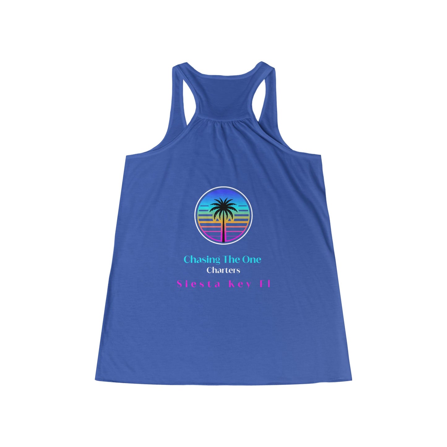Chasing the Sun Flowy Tank, Women's Flowy Racerback Tank Top Summer Vibes Beachwear Vacation Shirt Gift for Her Trendy Sleeveless Top