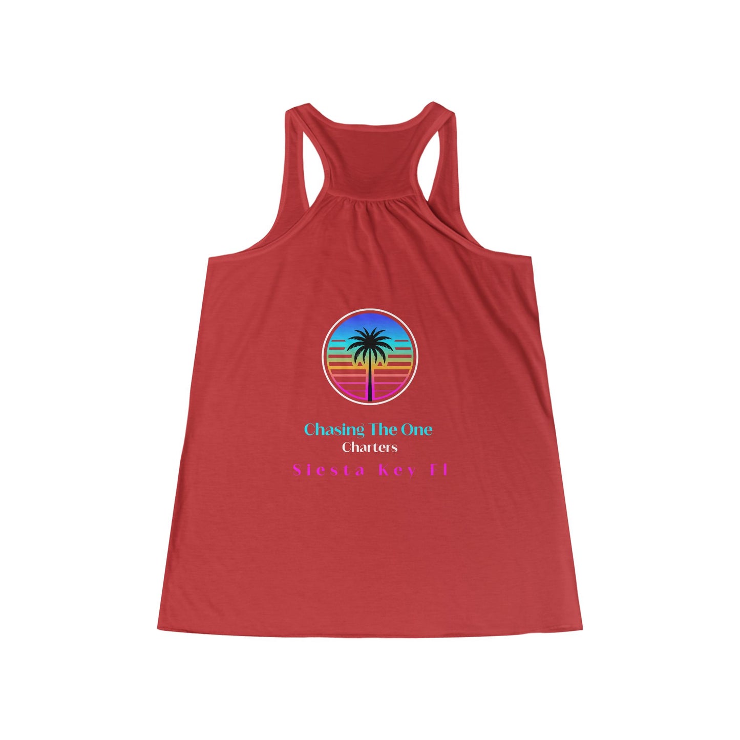 Chasing the One Sun Flowy Tank, Women's Flowy Racerback Tank Top Summer Vibes Beachwear Vacation Shirt Gift for Her Trendy Sleeveless Top