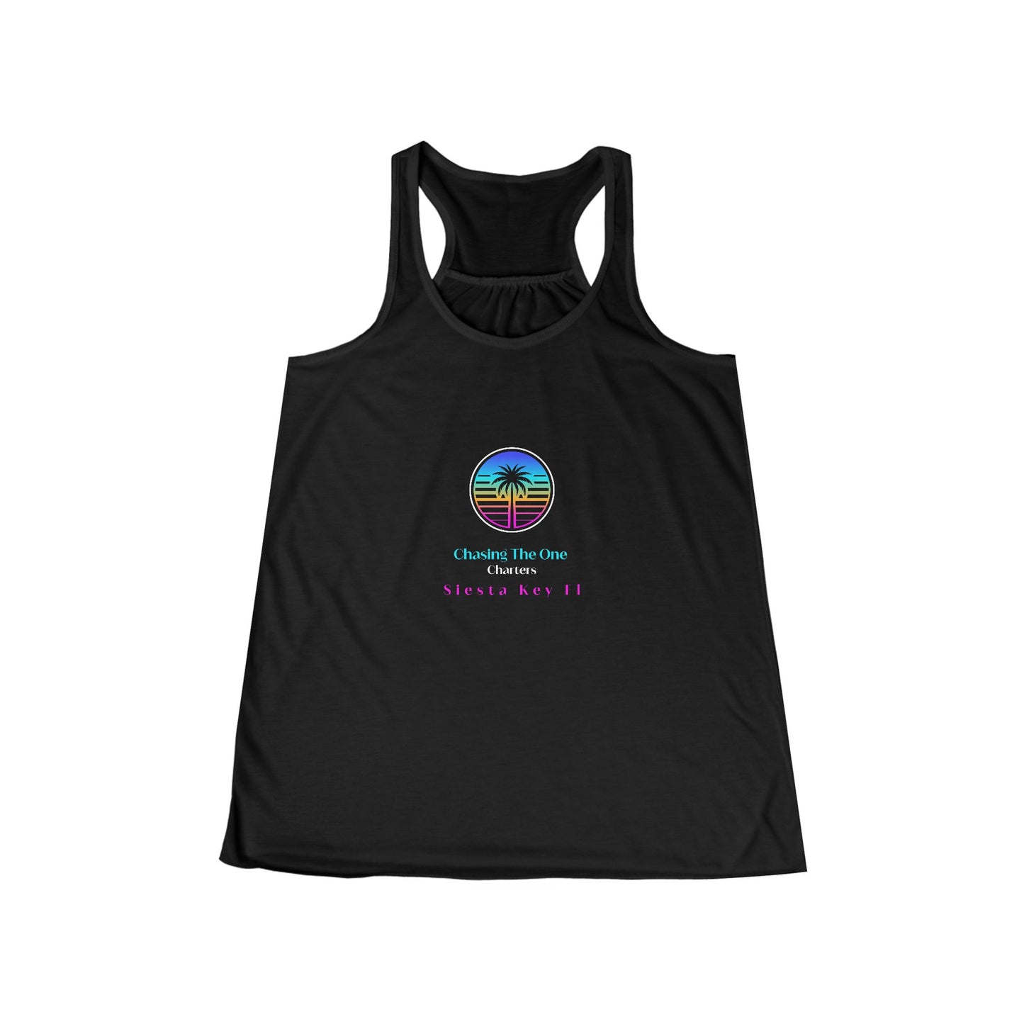 Chasing the Sun Flowy Tank, Women's Flowy Racerback Tank Top Summer Vibes Beachwear Vacation Shirt Gift for Her Trendy Sleeveless Top