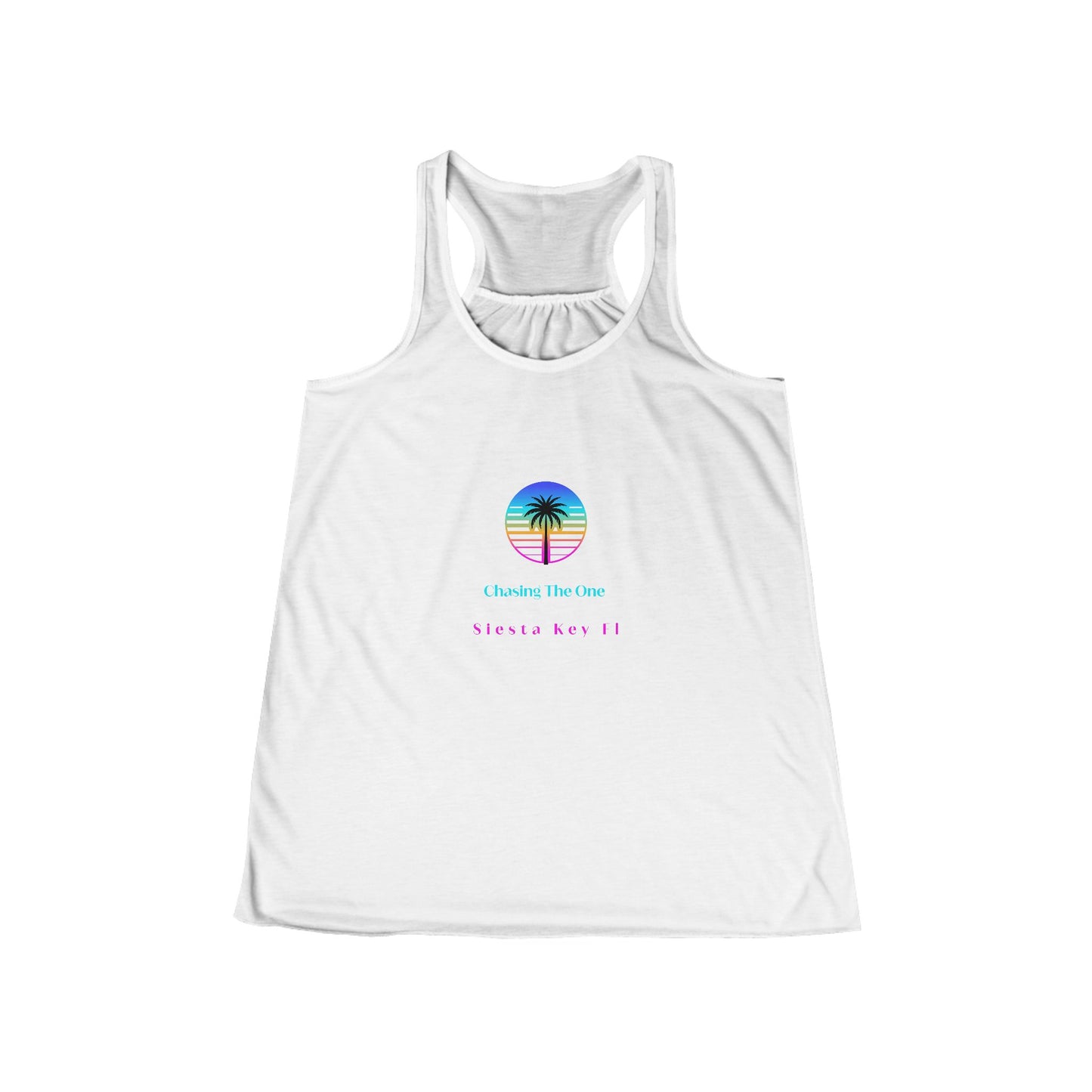 Chasing the Sun Flowy Tank, Women's Flowy Racerback Tank Top Summer Vibes Beachwear Vacation Shirt Gift for Her Trendy Sleeveless Top