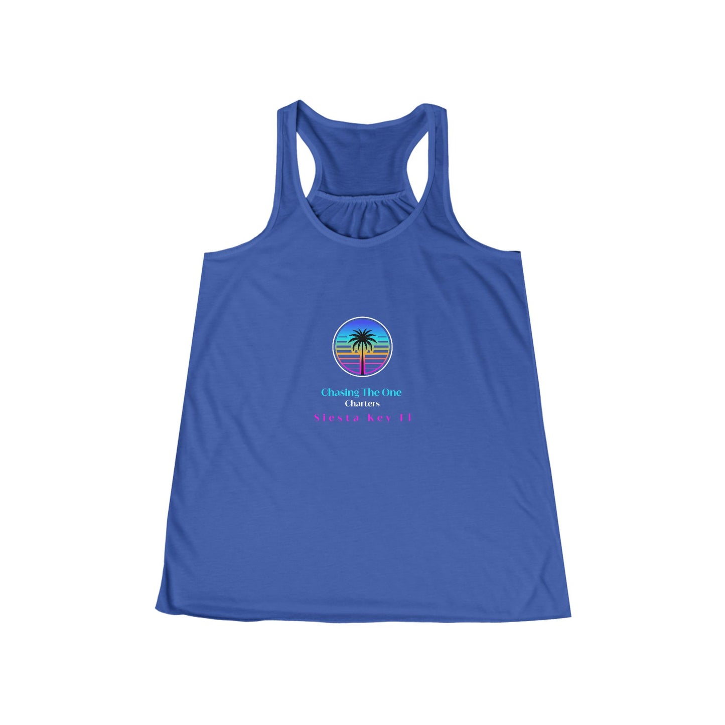 Chasing the Sun Flowy Tank, Women's Flowy Racerback Tank Top Summer Vibes Beachwear Vacation Shirt Gift for Her Trendy Sleeveless Top