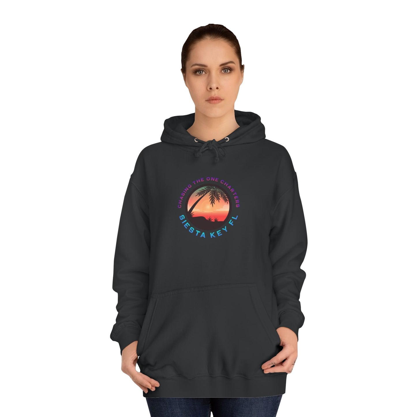 Sunset Palm Unisex College Hoodie, Cozy Casual Wear, Beach Lovers Gift, Summer Vibes, College Apparel, Cozy Hoodie