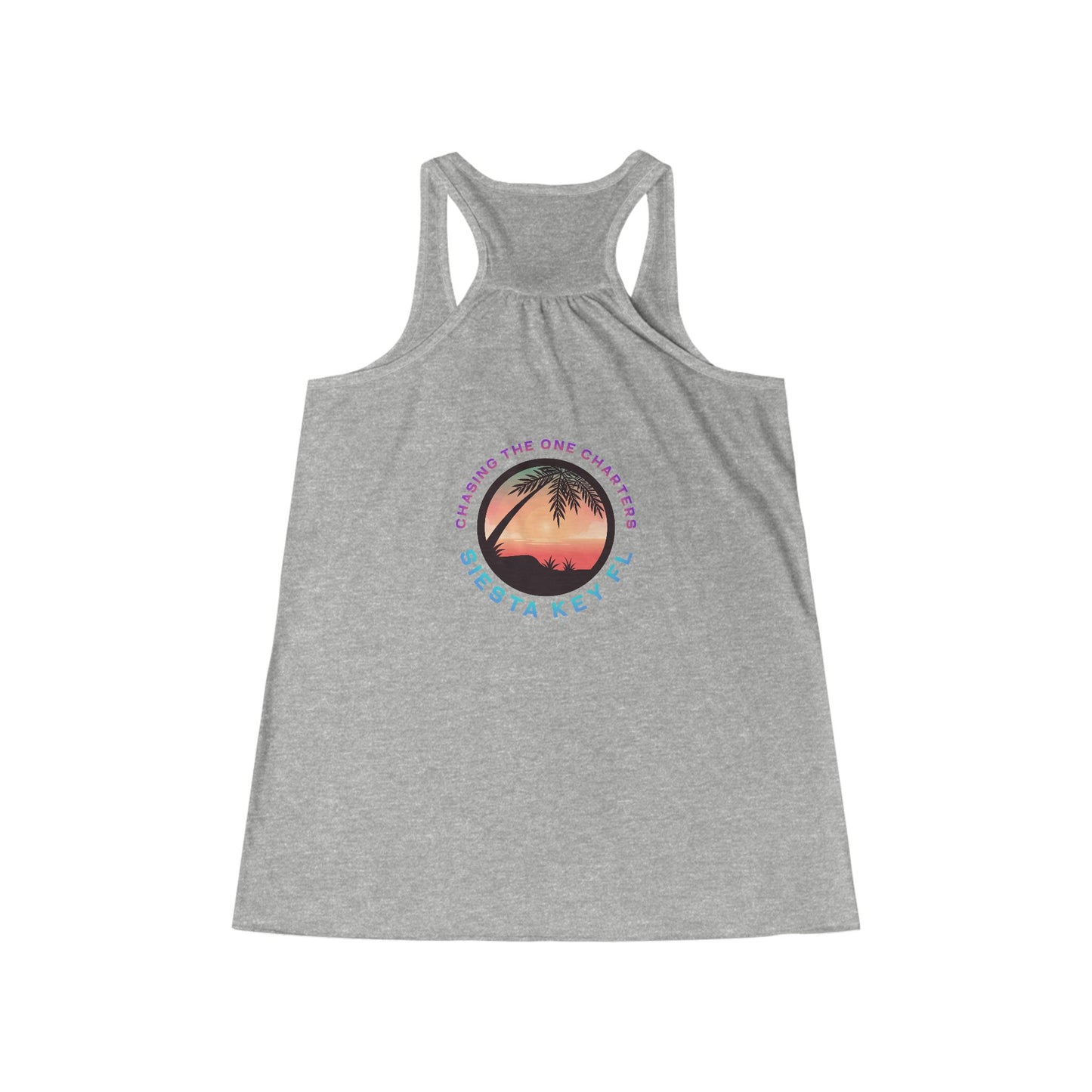 Chasing the Sun Flowy Tank, Beachwear, Summer Top, Women's Vacation Shirt, Tropical Racerback, Gift for Her