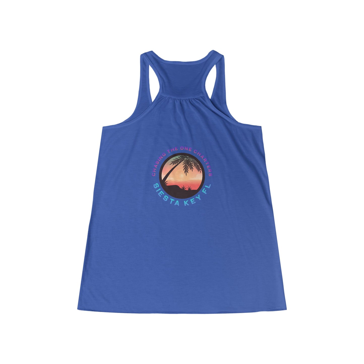 Chasing the Sun Flowy Tank, Beachwear, Summer Top, Women's Vacation Shirt, Tropical Racerback, Gift for Her