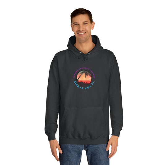 Sunset Palm Unisex College Hoodie, Cozy Casual Wear, Beach Lovers Gift, Summer Vibes, College Apparel, Cozy Hoodie