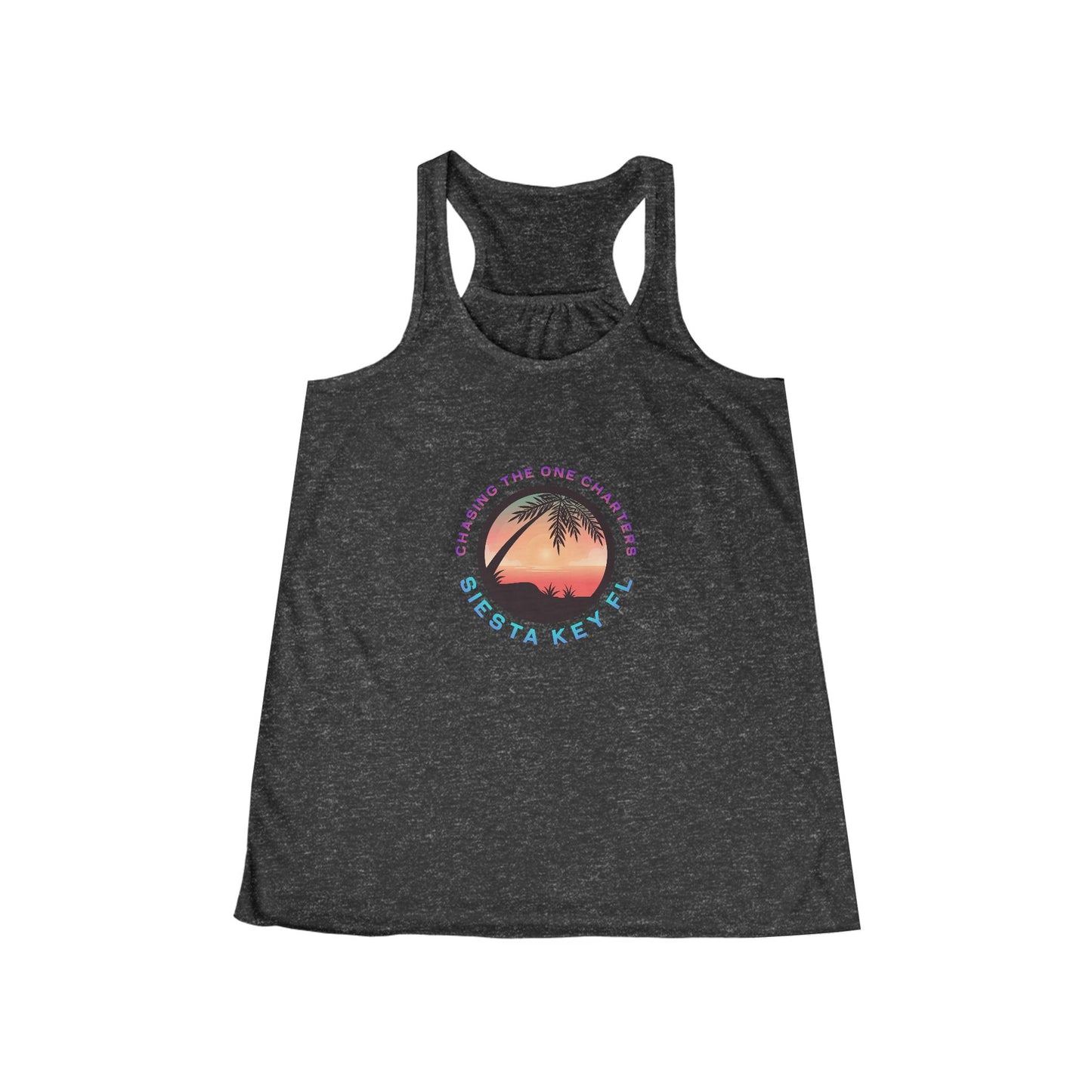 Chasing the Sun Flowy Tank, Beachwear, Summer Top, Women's Vacation Shirt, Tropical Racerback, Gift for Her