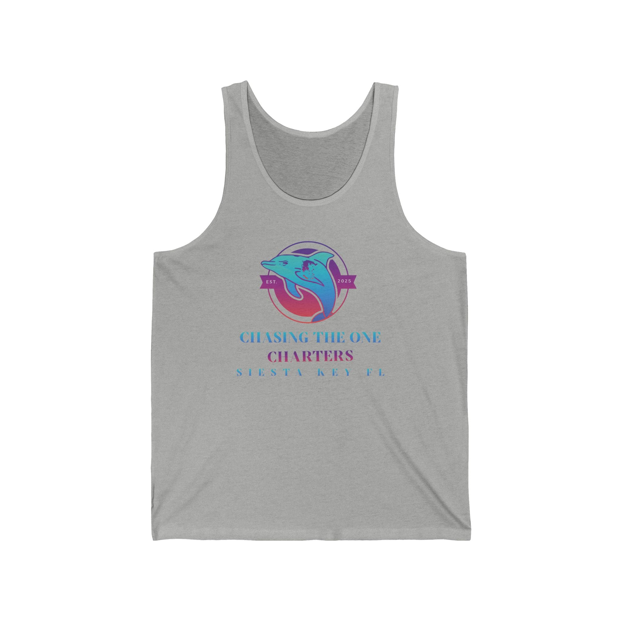 Chasing the One Charters Tank Top, Unisex Beachwear, Vacation Essentials, Summer Fun, Coastal Living, Siesta Key Apparel