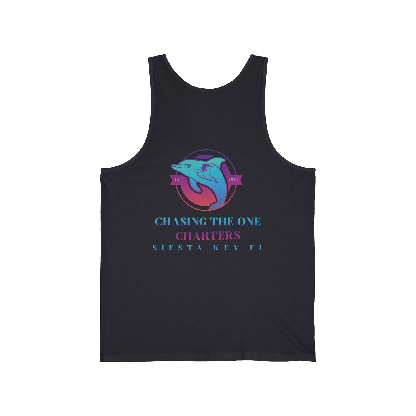 Chasing the One Charters Tank Top, Unisex Beachwear, Vacation Essentials, Summer Fun, Coastal Living, Siesta Key Apparel