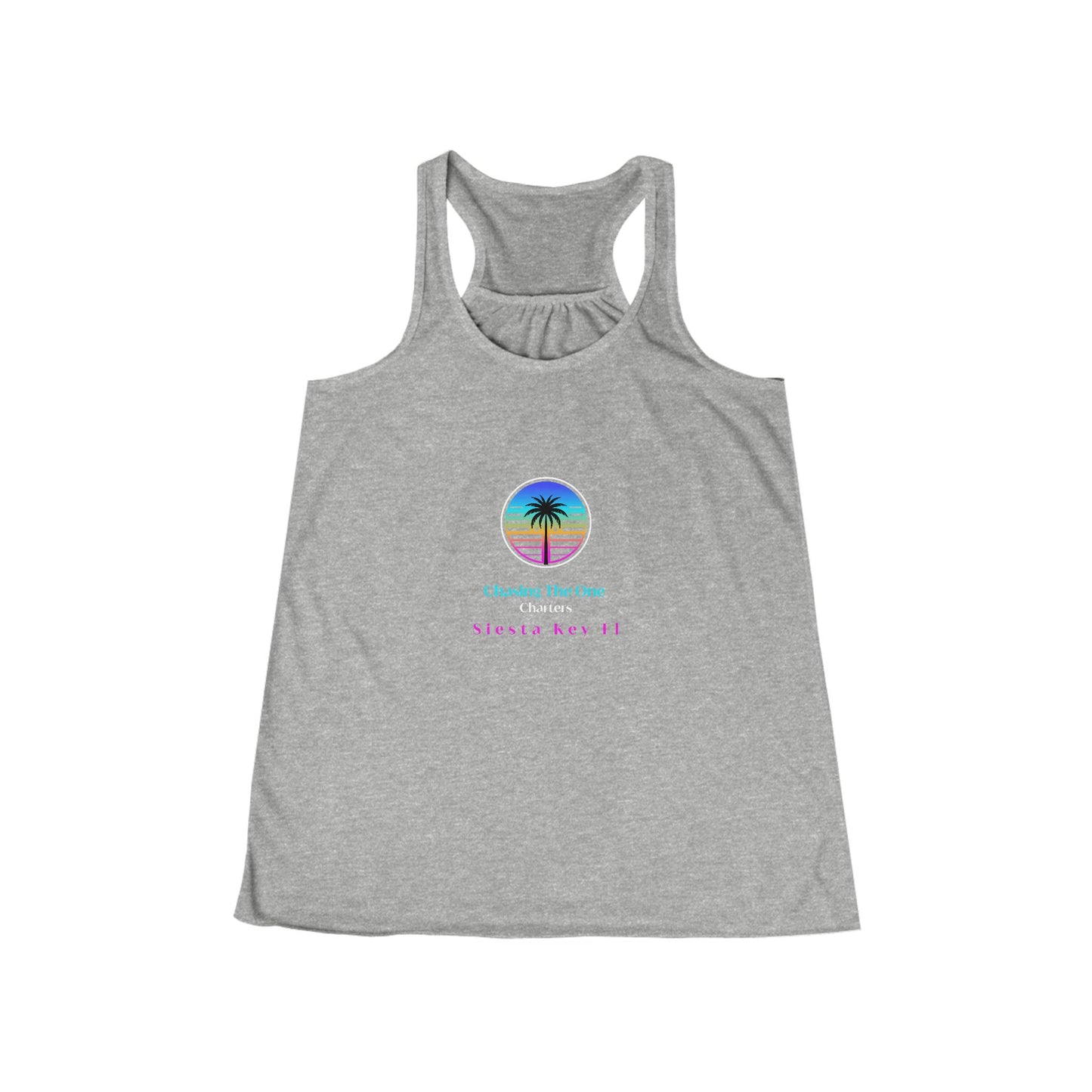 Chasing the Sun Flowy Tank, Women's Flowy Racerback Tank Top Summer Vibes Beachwear Vacation Shirt Gift for Her Trendy Sleeveless Top