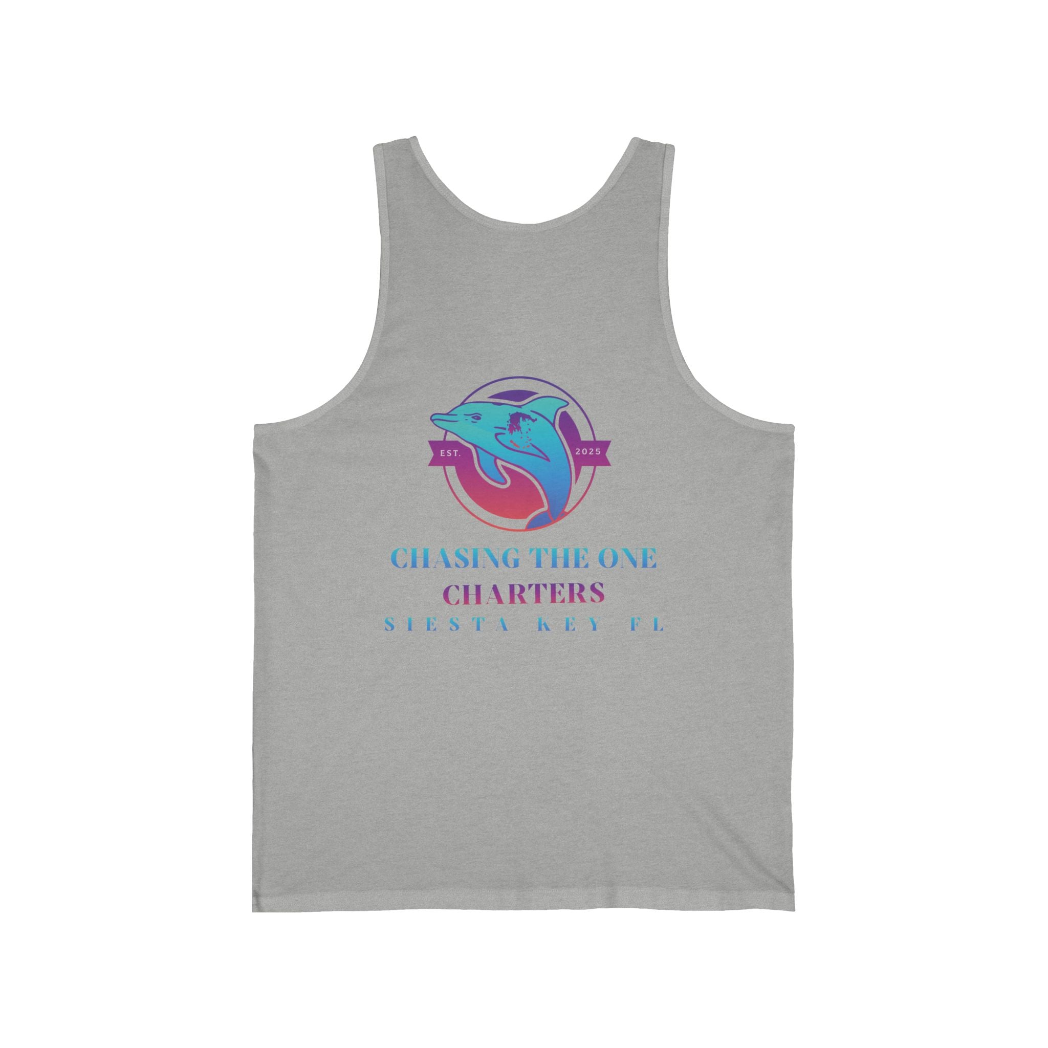 Chasing the One Charters Tank Top, Unisex Beachwear, Vacation Essentials, Summer Fun, Coastal Living, Siesta Key Apparel