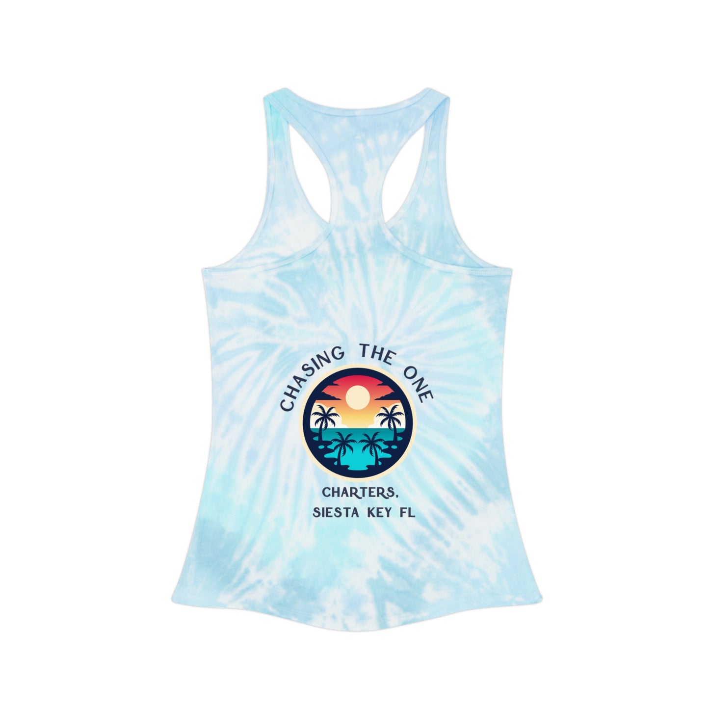 Chasing the Sun Flowy Tank, Beachwear, Tie Dye Racerback Tank Top - Chill Vibes Summer Wear, Perfect for Beach Days, Yoga, Festivals, Gift for Her, Retro Style