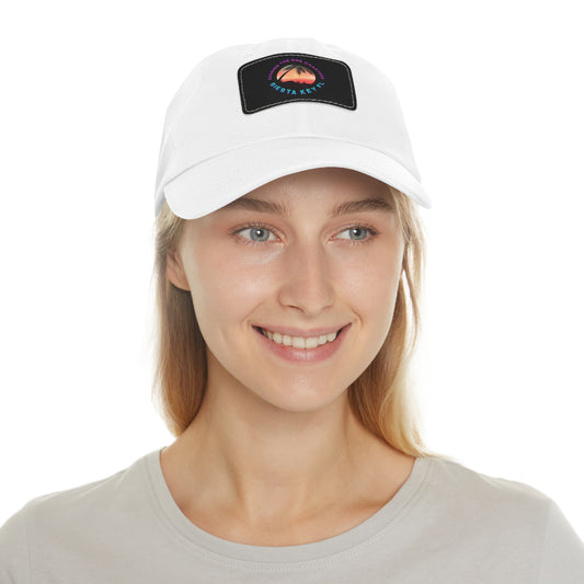 Beach Vibes Hat, Casual Summer Cap, Leather Patch Hat, Outdoor Fashion, Stylish Gift for Dad