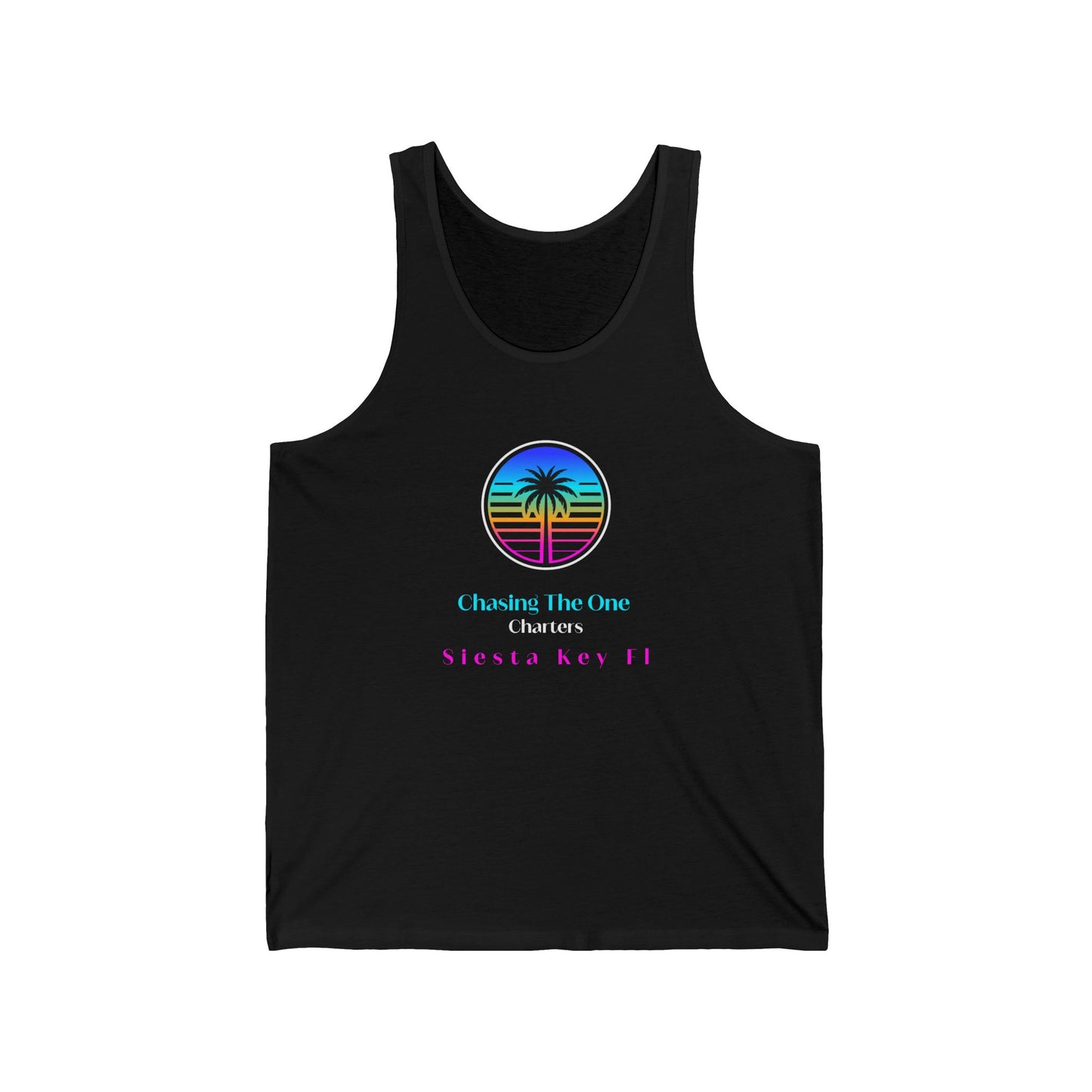 Chasing the One Charters Tank Top, Unisex Beachwear, Vacation Essentials, Summer Fun, Coastal Living, Siesta Key Apparel