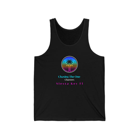 Chasing the One Charters Tank Top, Unisex Beachwear, Vacation Essentials, Summer Fun, Coastal Living, Siesta Key Apparel