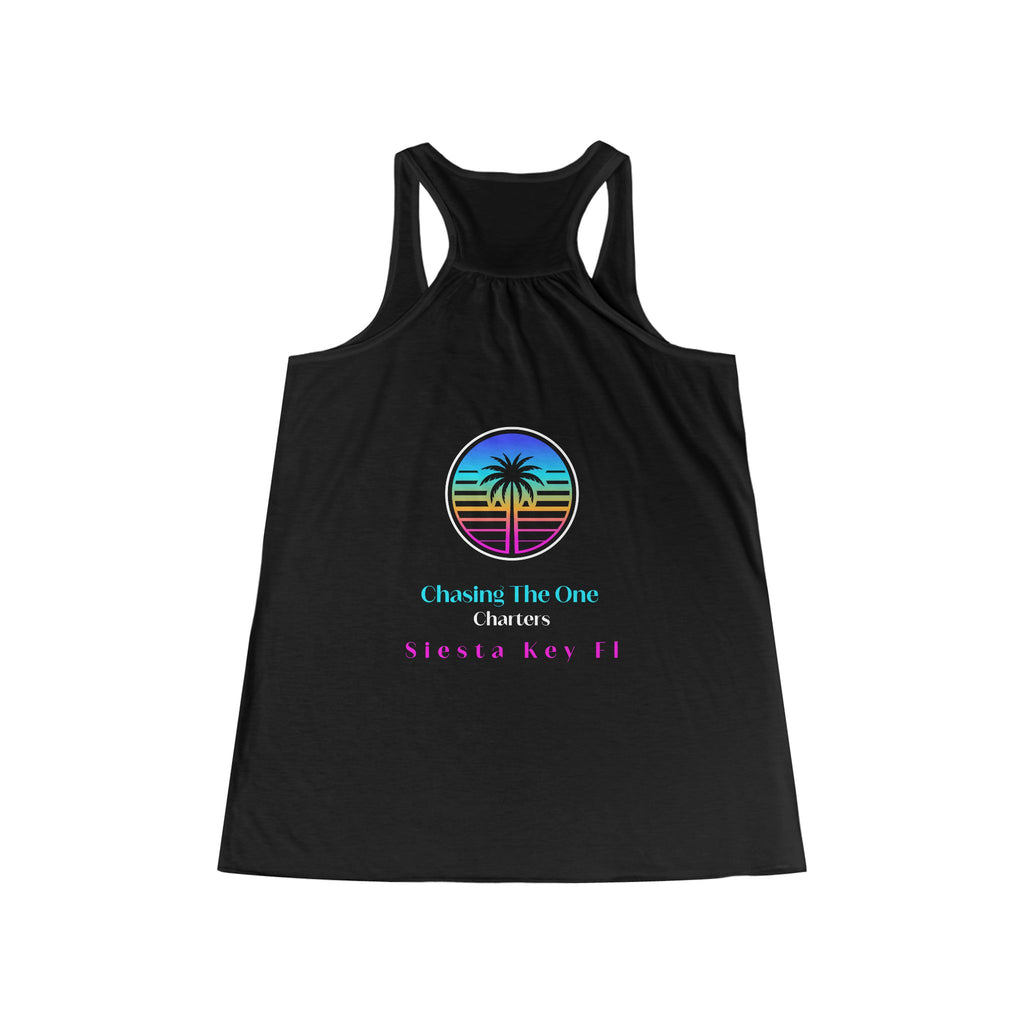 Chasing the One Sun Flowy Tank, Women's Flowy Racerback Tank Top Summer Vibes Beachwear Vacation Shirt Gift for Her Trendy Sleeveless Top