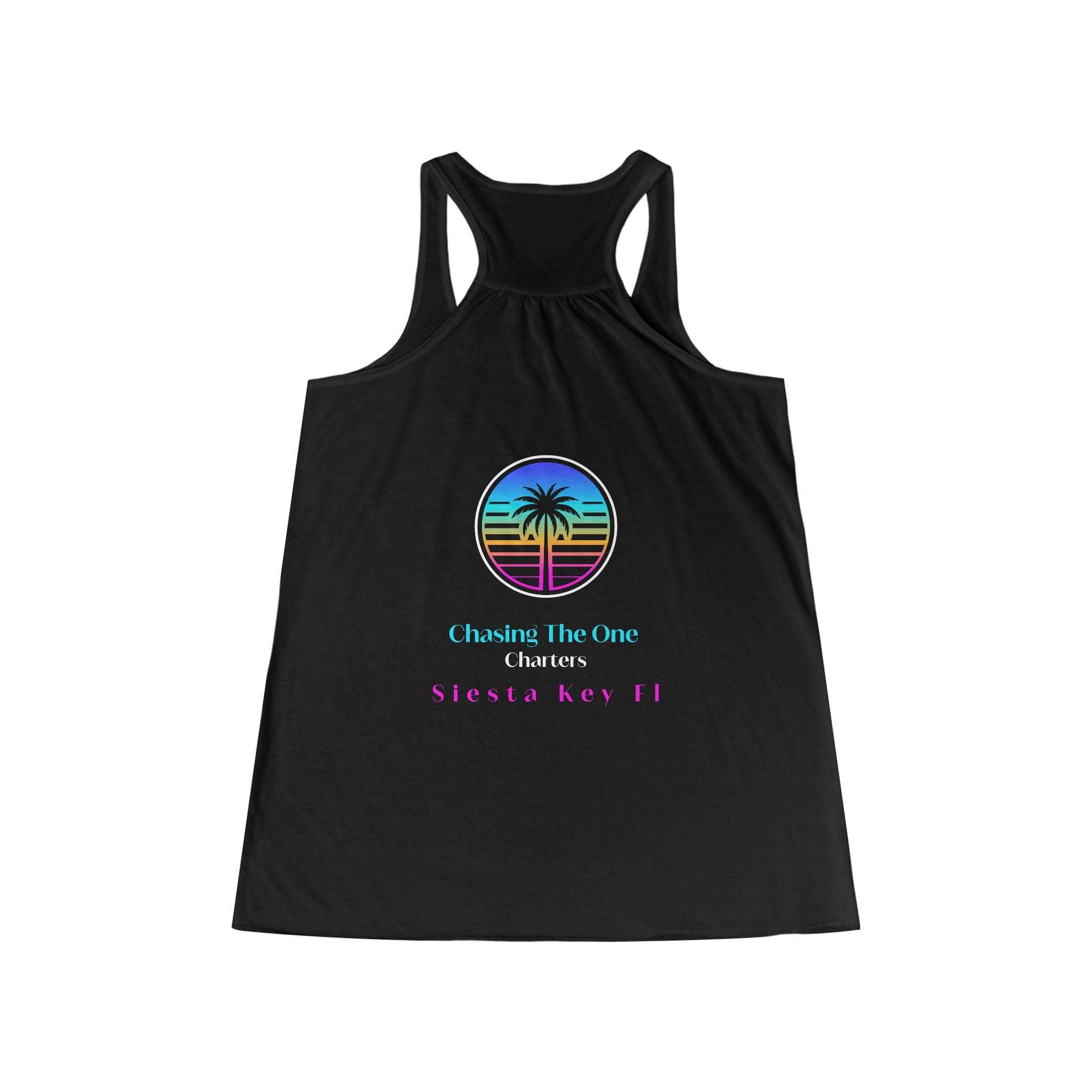 Chasing the One Sun Flowy Tank, Women's Flowy Racerback Tank Top Summer Vibes Beachwear Vacation Shirt Gift for Her Trendy Sleeveless Top