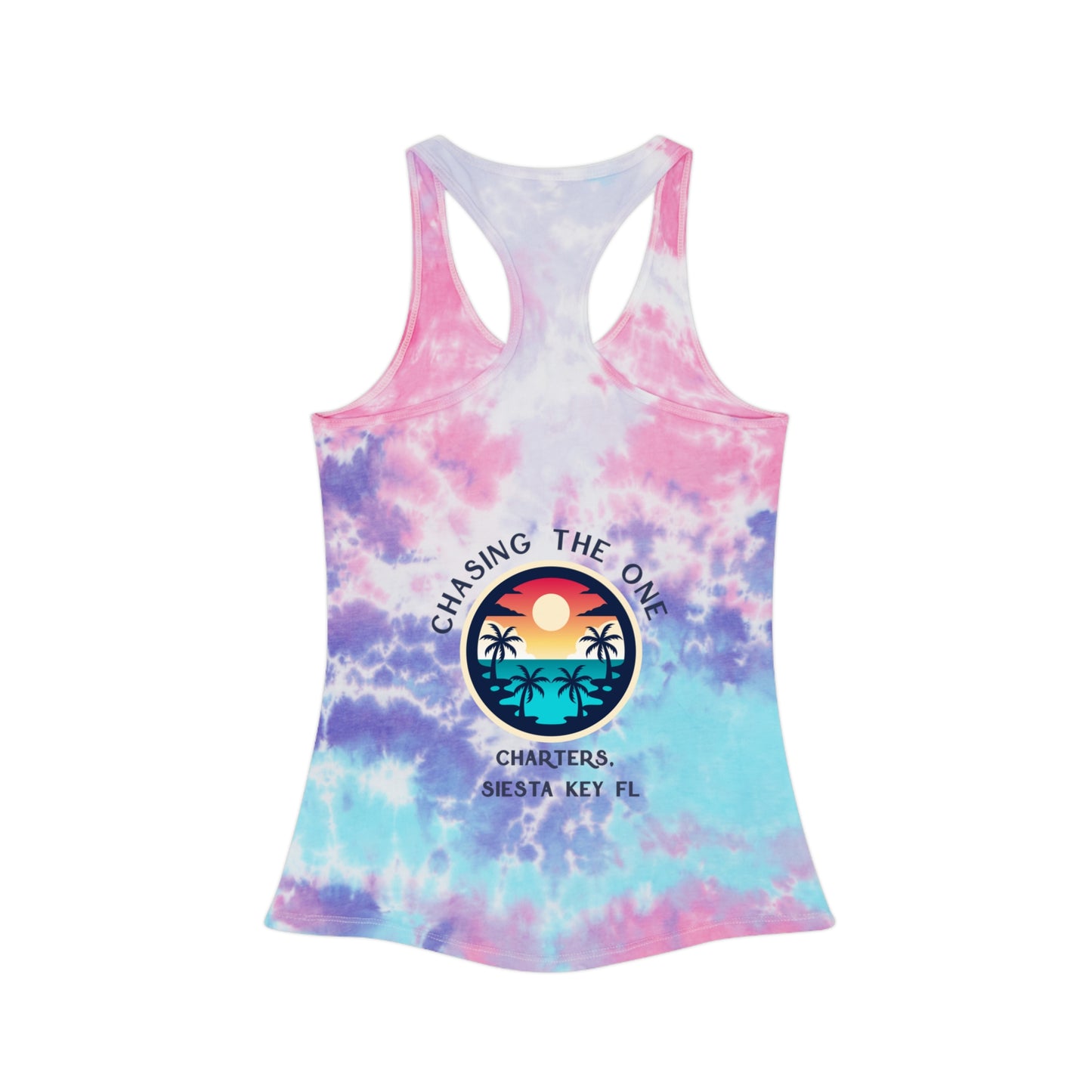 Chasing the Sun Flowy Tank, Beachwear, Tie Dye Racerback Tank Top - Chill Vibes Summer Wear, Perfect for Beach Days, Yoga, Festivals, Gift for Her, Retro Style