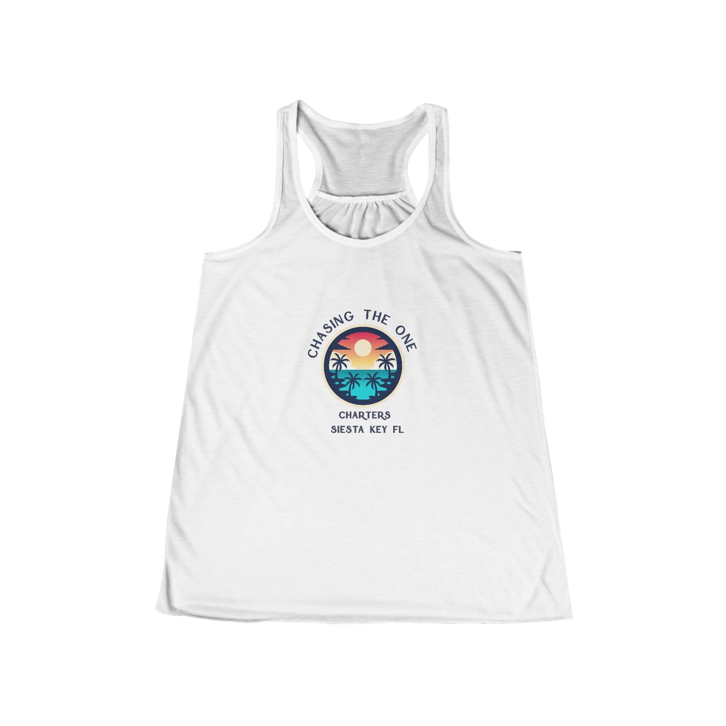 Chasing the Sun Flowy Tank, Beachwear, Summer Top, Women's Vacation Shirt, Tropical Racerback, Gift for Her
