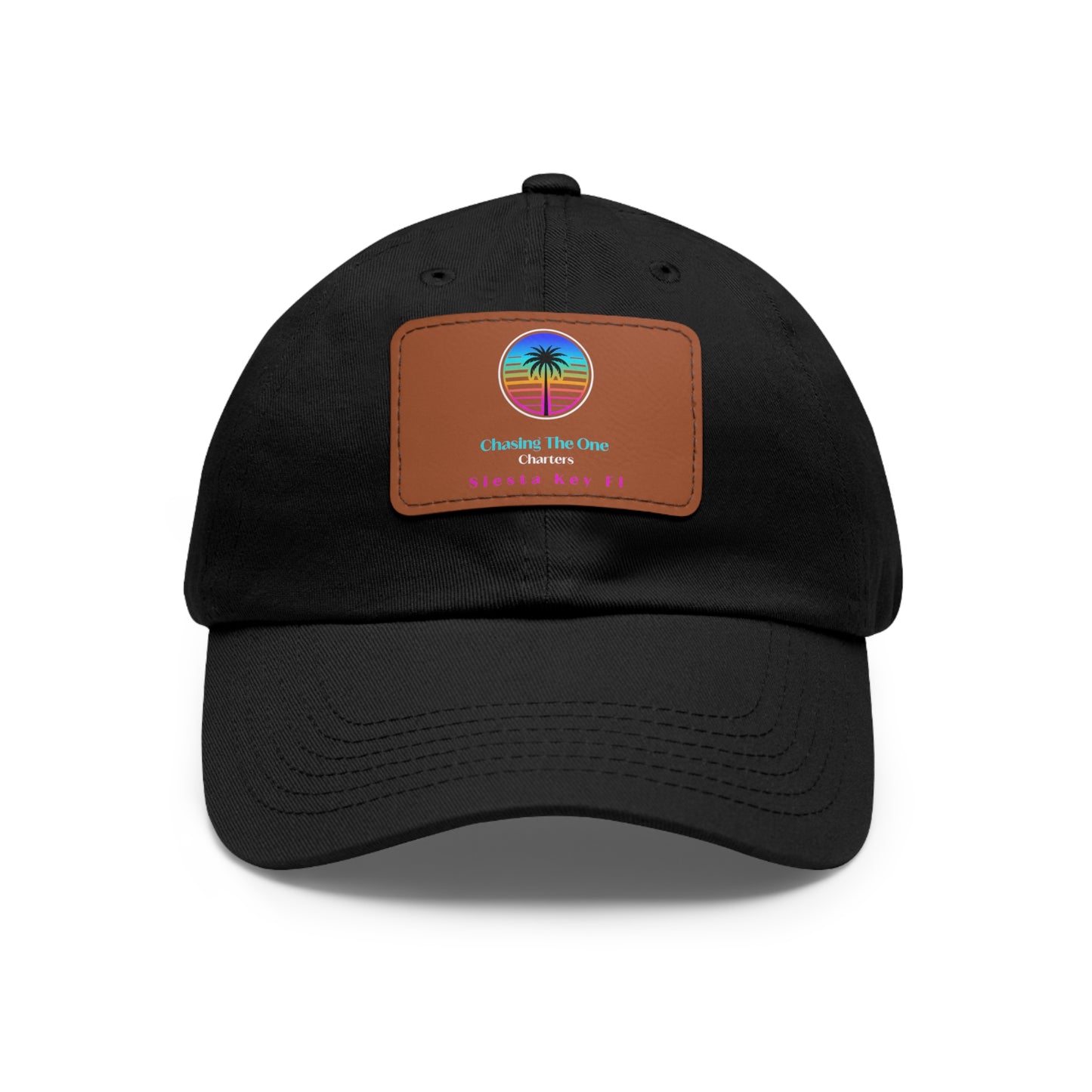 Beach Vibes Hat, Leather Patch Hat with Palm Tree Design, Casual Hat, Vintage Style Cap, Gift for Dad, Summer Fashion Accessory
