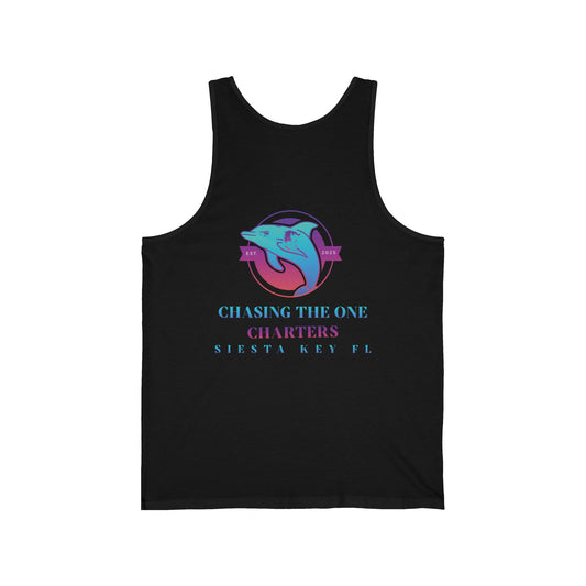 Chasing the One Charters Tank Top, Unisex Beachwear, Vacation Essentials, Summer Fun, Coastal Living, Siesta Key Apparel