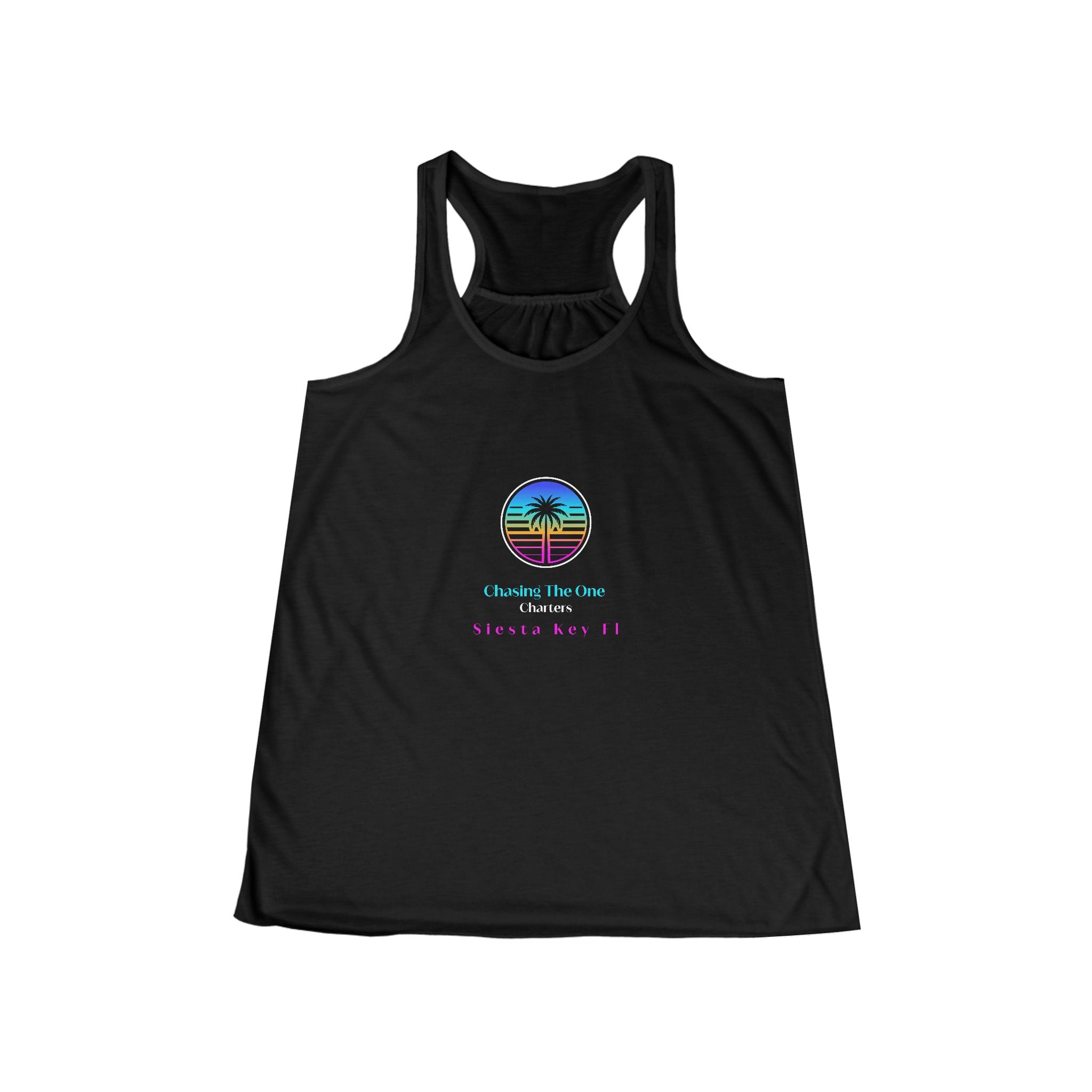 Chasing the One Sun Flowy Tank, Women's Flowy Racerback Tank Top Summer Vibes Beachwear Vacation Shirt Gift for Her Trendy Sleeveless Top