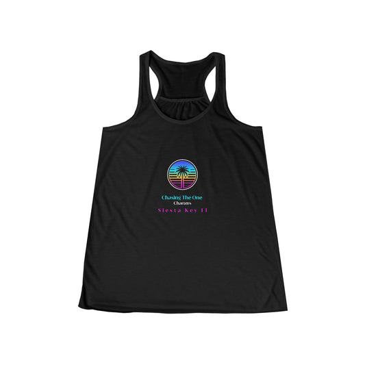 Chasing the Sun Flowy Tank, Women's Flowy Racerback Tank Top Summer Vibes Beachwear Vacation Shirt Gift for Her Trendy Sleeveless Top