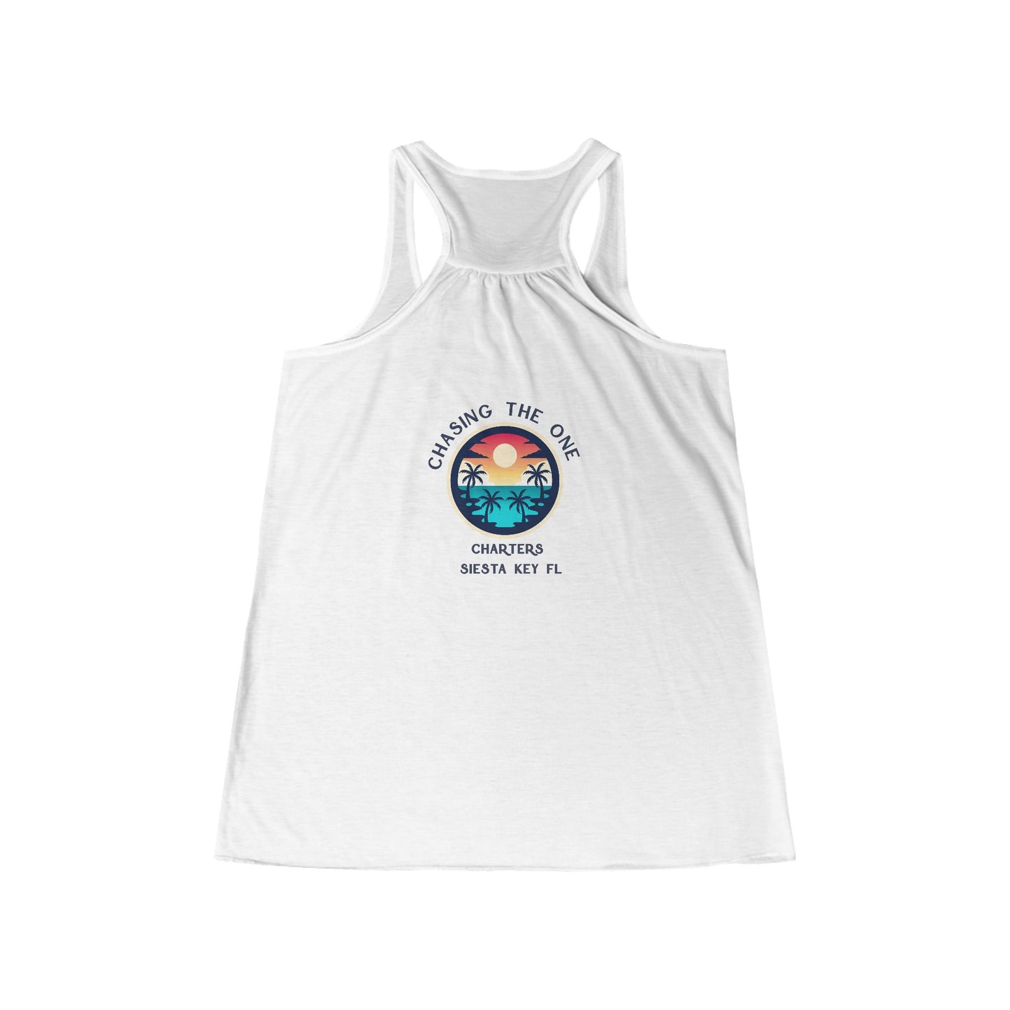 Chasing the Sun Flowy Tank, Beachwear, Summer Top, Women's Vacation Shirt, Tropical Racerback, Gift for Her