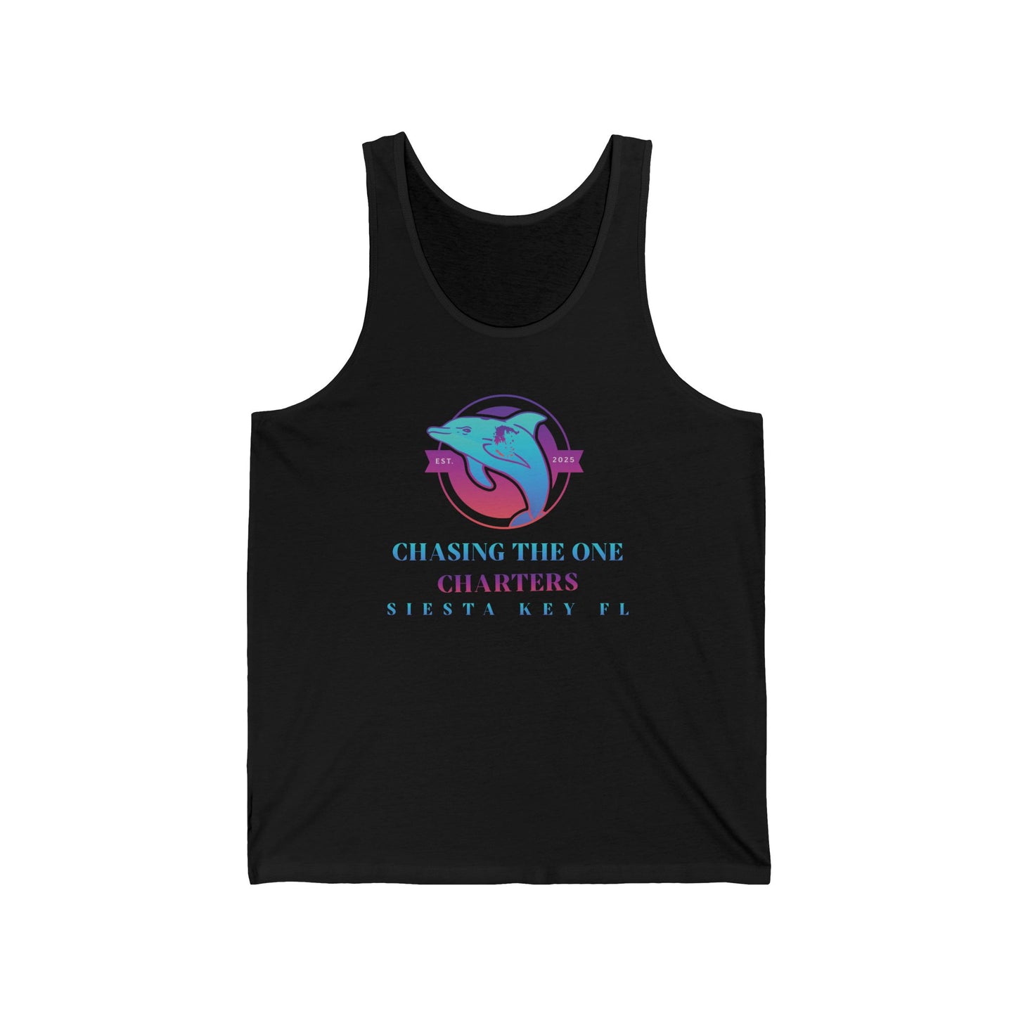 Chasing the One Charters Tank Top, Unisex Beachwear, Vacation Essentials, Summer Fun, Coastal Living, Siesta Key Apparel