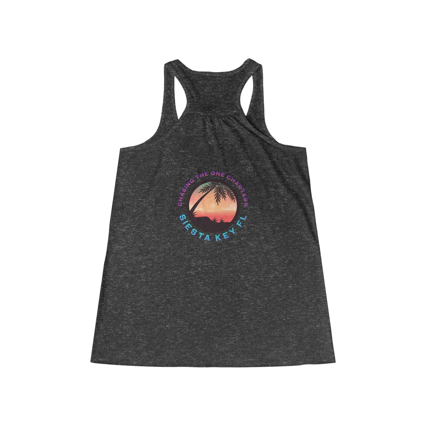 Chasing the Sun Flowy Tank, Beachwear, Summer Top, Women's Vacation Shirt, Tropical Racerback, Gift for Her