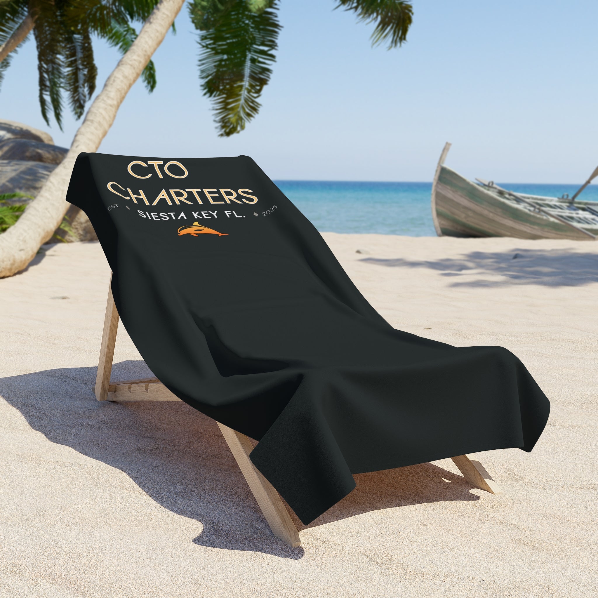 Beach Towel - CTO Charters Siesta Key FL Logo Beach Towel