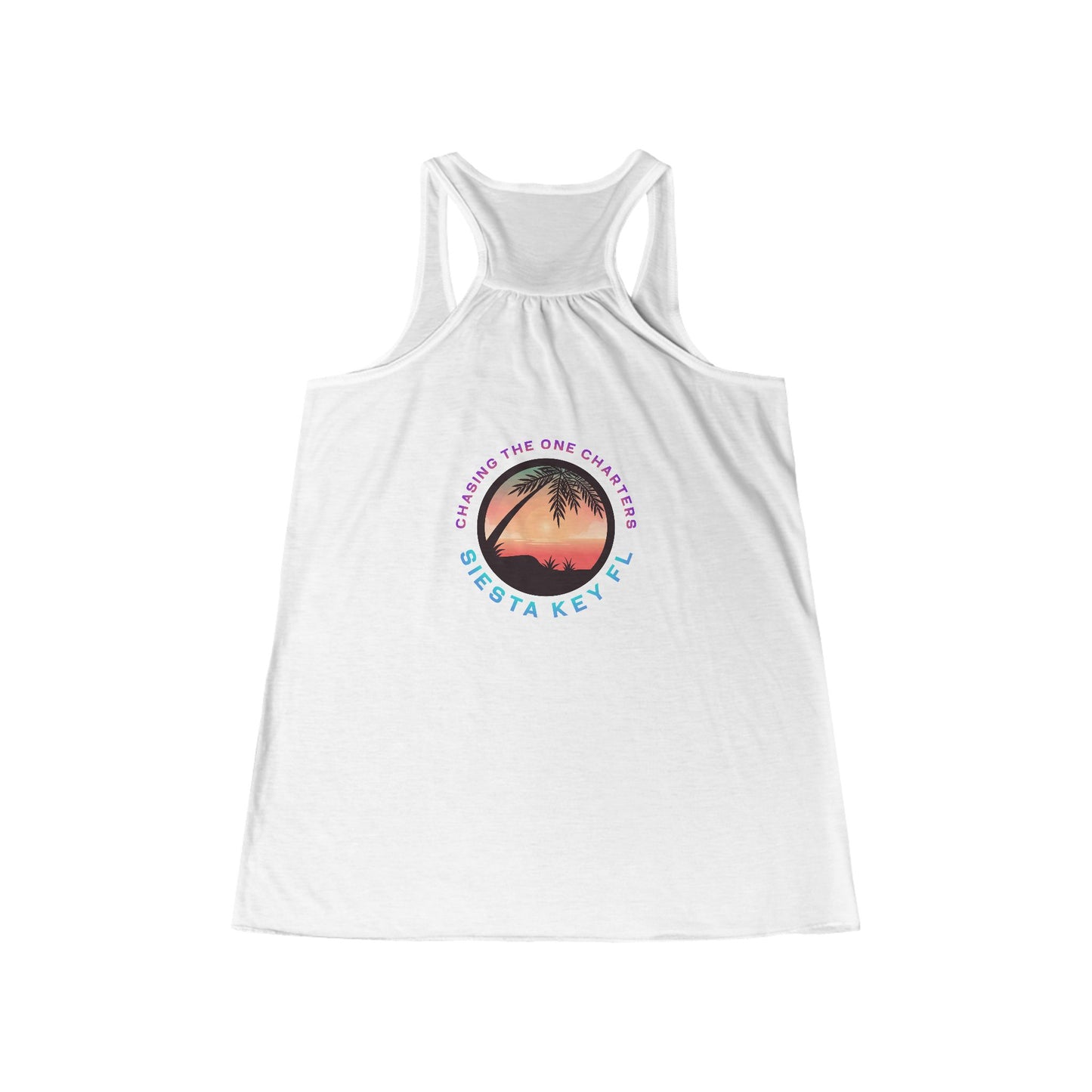 Chasing the Sun Flowy Tank, Beachwear, Summer Top, Women's Vacation Shirt, Tropical Racerback, Gift for Her