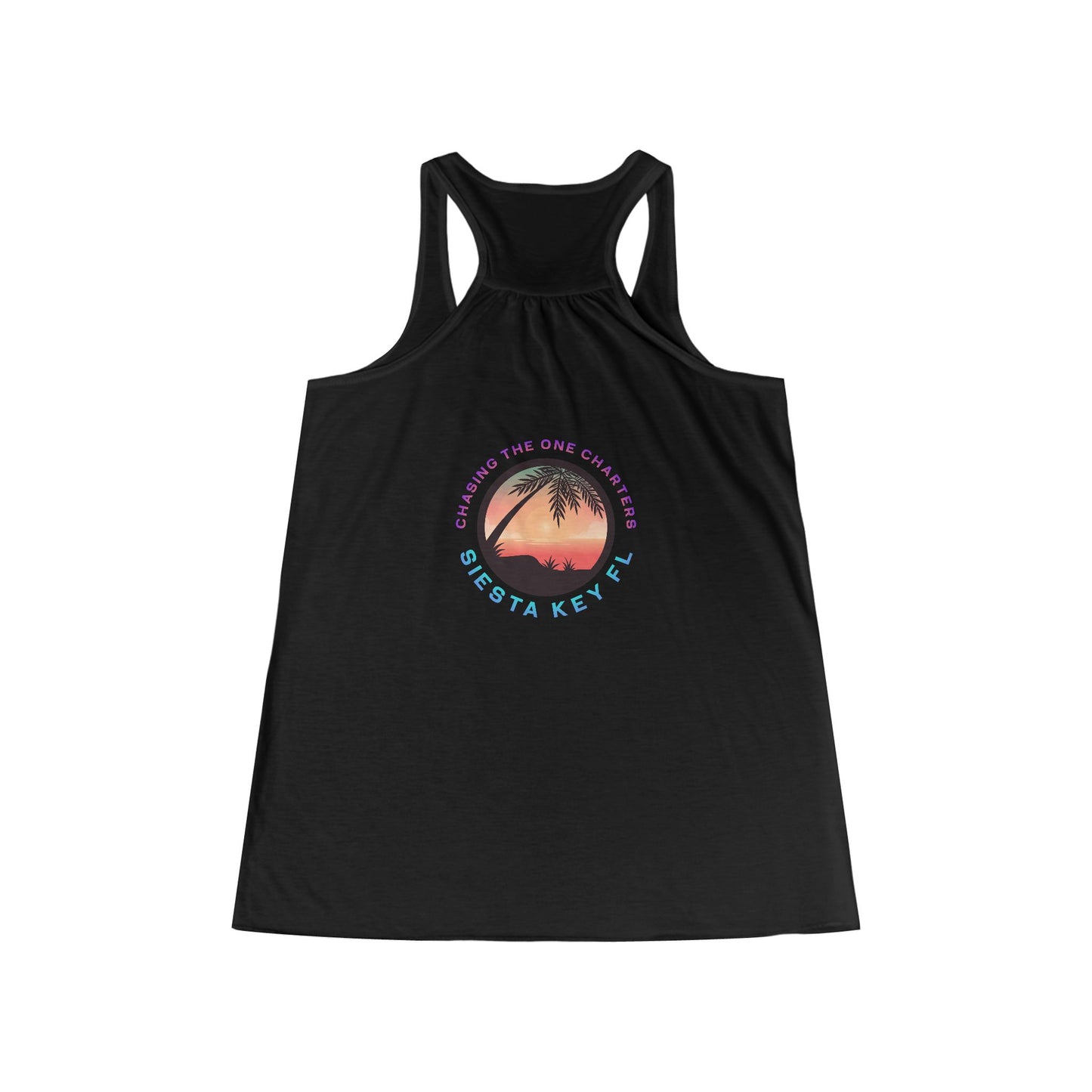 Chasing the Sun Flowy Tank, Beachwear, Summer Top, Women's Vacation Shirt, Tropical Racerback, Gift for Her
