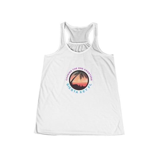 Chasing the Sun Flowy Tank, Beachwear, Summer Top, Women's Vacation Shirt, Tropical Racerback, Gift for Her